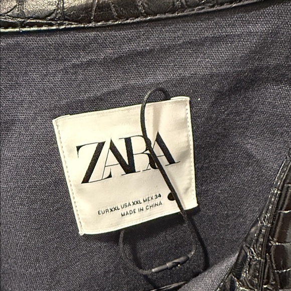 Zara Shiny Black Croc print Jacket - Picture 2 of 5